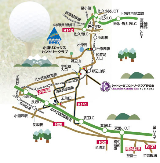 ゴルフ場への地図